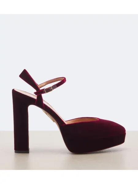 Pantofi cu toc Aquazzura de catifea cu platformă