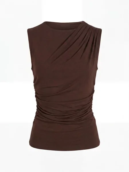 ARMIE Top The Julia Pleat Slim-Fit Top' rjava