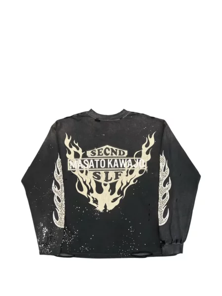 Lung tricou Secnd Slf zdrențuiți negru