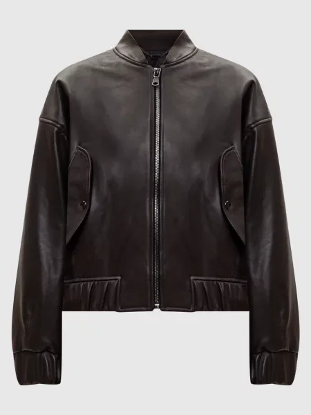 Шкіряний бомбер Babe Pay Pls коричневий