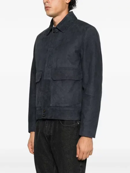Geacă Corneliani din piele de căprioară albastru