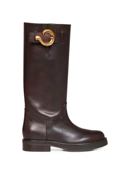 Botine Etro din piele cu model paisley cu cataramă maro