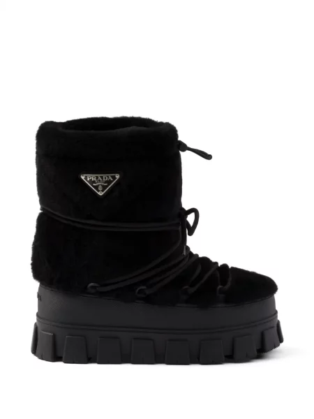 Botine Prada din piele de oaie negru