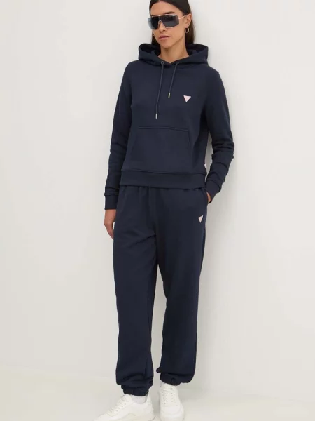 Кофта Guess Jeans з капюшоном однотонна синій