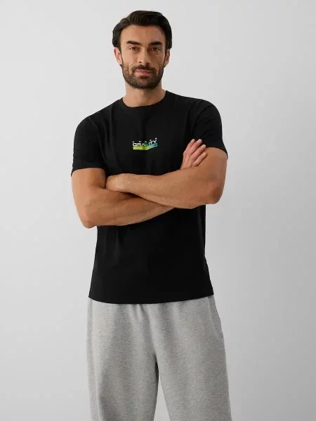 T-shirt regular z nadrukiem 4F czarna