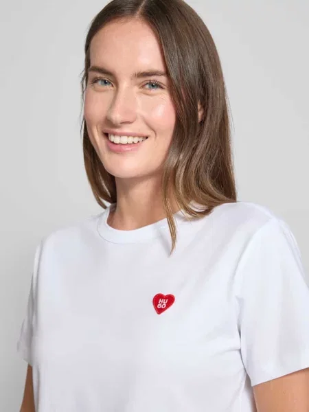 T-shirt o kroju regular fit z czystej bawełny model ‘DAMACIA’ Hugo biała