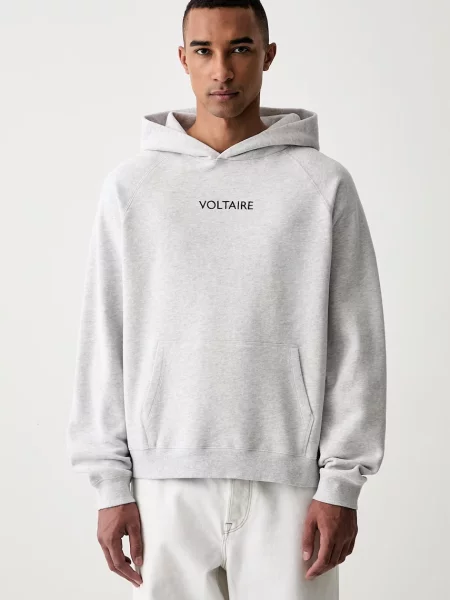 Zadig&Voltaire kapucnis melegítőfelső férfi pamuttal GEORGIO szürke