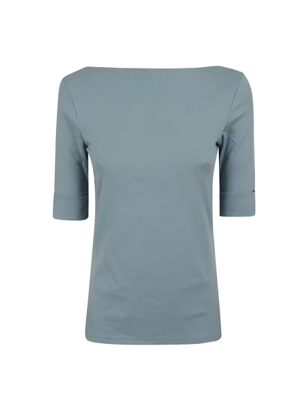 T-shirt krój slim fit z czystej bawełny Lauren Ralph Lauren niebieska