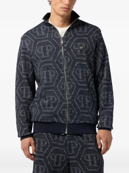 Geacă Philipp Plein din jacard albastru