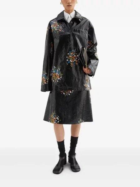 Top Jil Sander s cvjetnim printom s printom crna