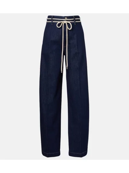 Blugi drepți Sportmax cu talie înaltă albastru