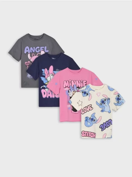 Sinsay trička s potiskem 4 pack Disney vícebarevná
