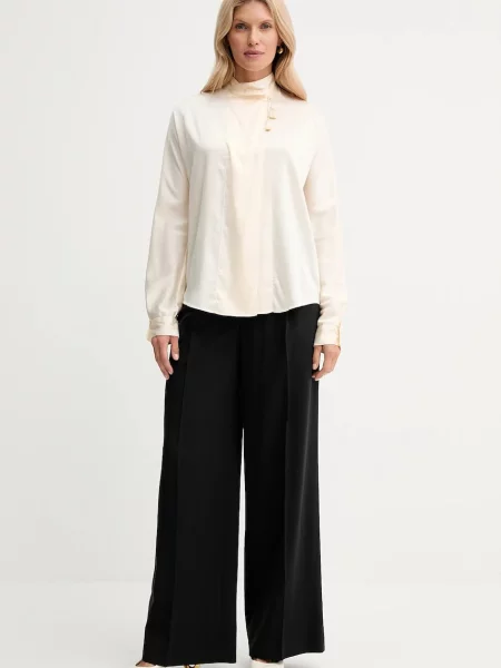 Twinset spodnie proste high waist czarny