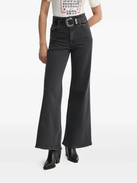 Proste jeansy Levi's 501 w paski ze stretchu dzwony niebieskie