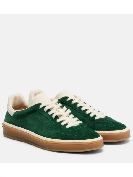 Sneakerși Loro Piana din piele de căprioară tenis verde