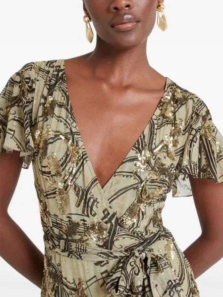 Макси рокля Temperley London зелено