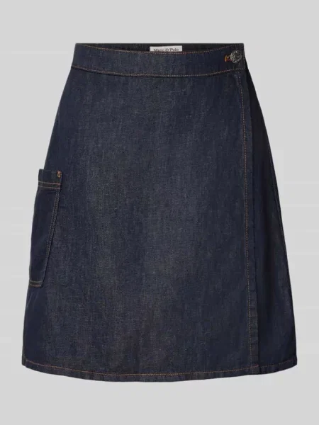 Marc O'Polo spódnica z domieszką lnu mini rozkloszowana granatowy