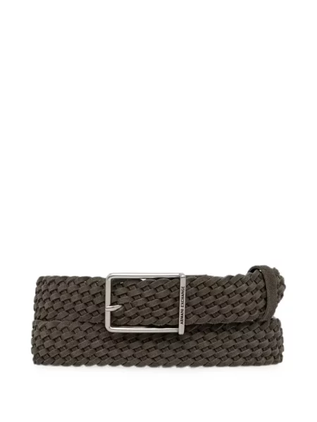 Cu centură curea Armani Exchange din piele de căprioară verde