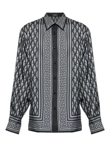 Cămașă Versace cu imprimeu geometric gri