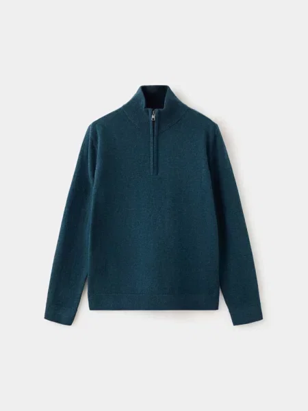 Sweter z dzianiny z półgolfem błękit pruski Dzieci lata MANGO KIDS