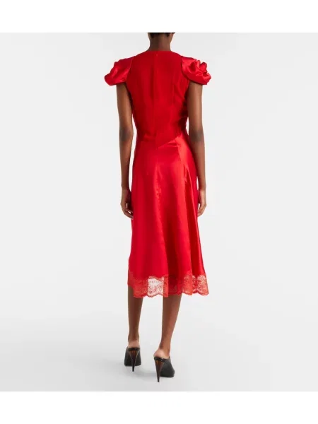 Rochie midi Mcqueen din satin roșu