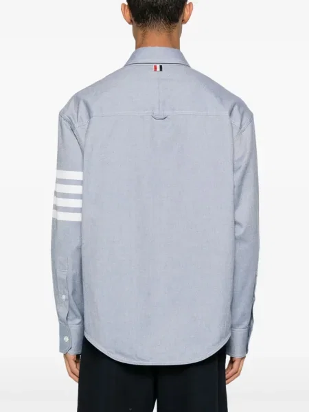 Cămașă Thom Browne cu dungi de flanelă albastru