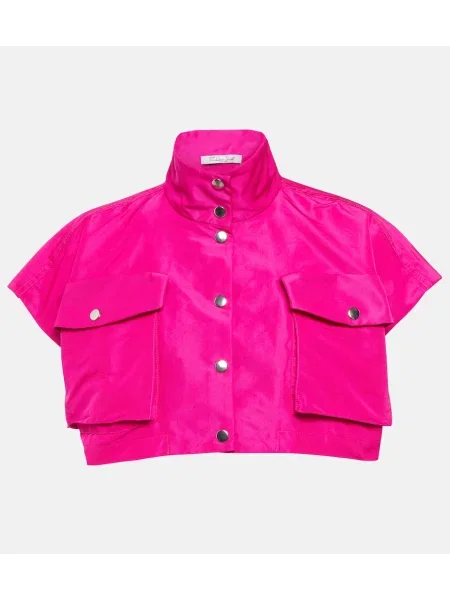 Satynowa kurtka Laquan Smith o krotszym kroju różowa