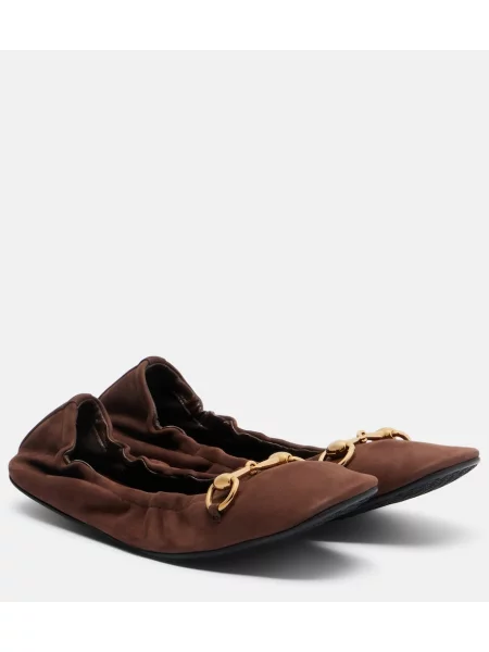 Balerini Gucci din piele maro
