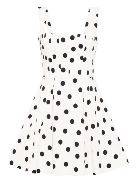 Mała sukienka mini Rebecca Vallance w grochy garniturowa biała