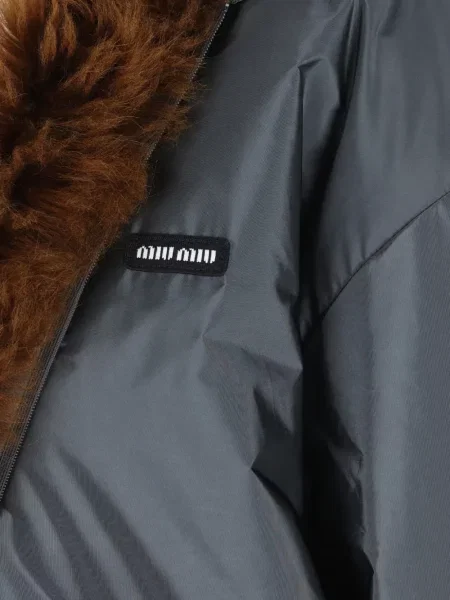 Geacă Miu Miu din piele de oaie gri