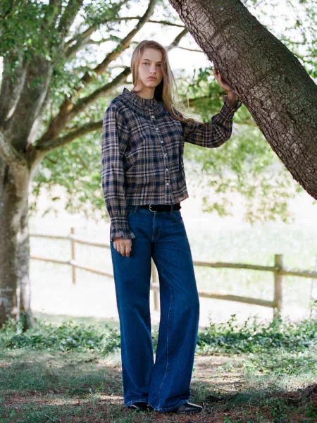 Koszula w kratę indygo Teen XL MANGO TEEN niebieski
