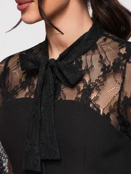 Rochie mini Edoti din dantelă negru