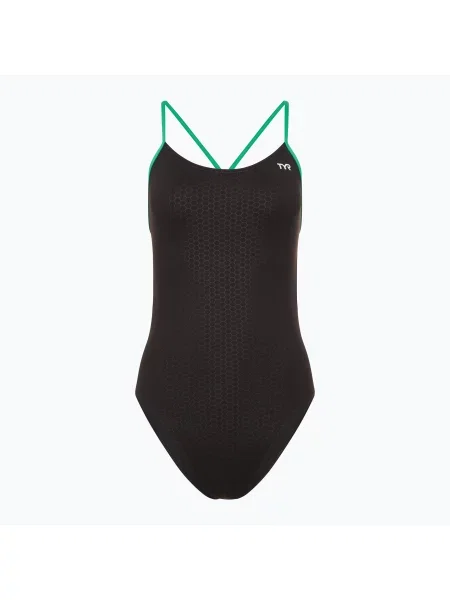 Jednodílné plavky TYR Hexa Cutoutfit black/green černé