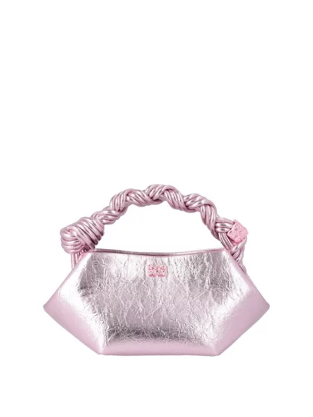 Mała mały torebka skórzana Ganni skórzana różowa
