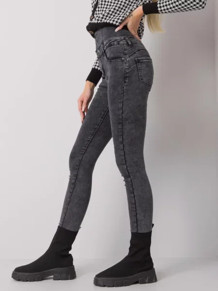 Nohavice Fashionhunters s vysokým pásom sivá