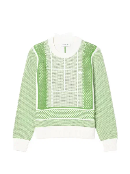 Pulover Lacoste din jacard tenis verde