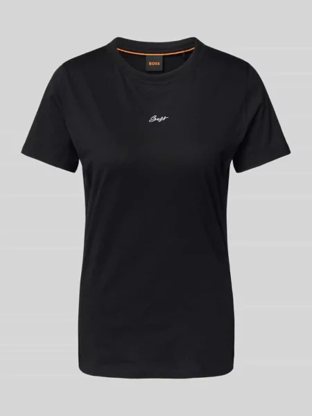 T-shirt z wyhaftowanym logo model ‘Elogo’ Boss Orange czarna