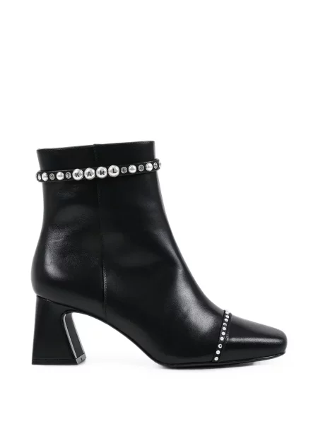 Cizme scurte Karl Lagerfeld cu perle din piele negru