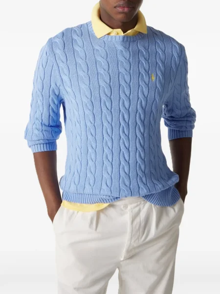 Пуловер Polo Ralph Lauren с кръгло деколте синьо