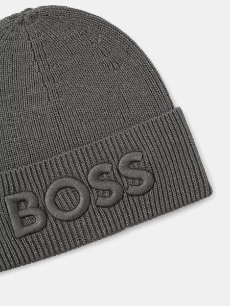 Шерстяная шапка Boss Orange серая