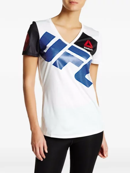 Tricou Reebok cu decolteu în V scurt alb