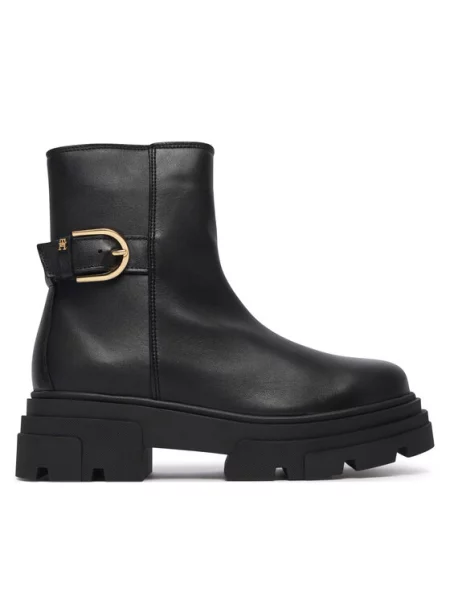 Tommy Hilfiger Aulinukai Leather Chunky Th Buckled Boot juoda