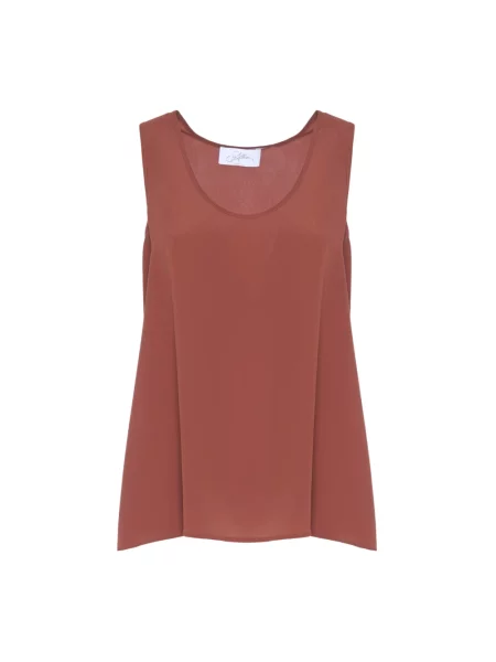 Lniany top z jedwabiu Soallure brązowy