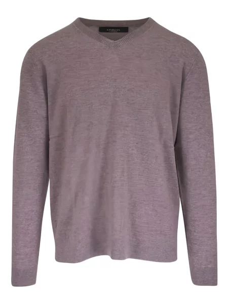 Πουλόβερ Kinross Cashmere κασμίρ με λαιμόκοψη v γκρι