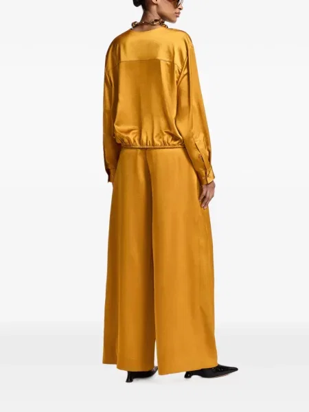 Pantaloni Essentiel Antwerp din satin galben