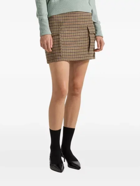Fusta mini Seventy în carouri maro