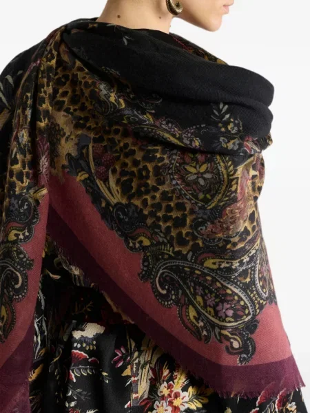 Вълнен шал Etro с пейсли десен черно