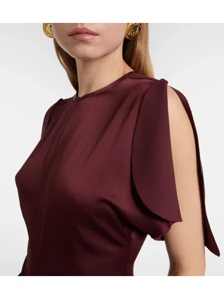 Rochie maxi Victoria Beckham din jerseu de costum bordo