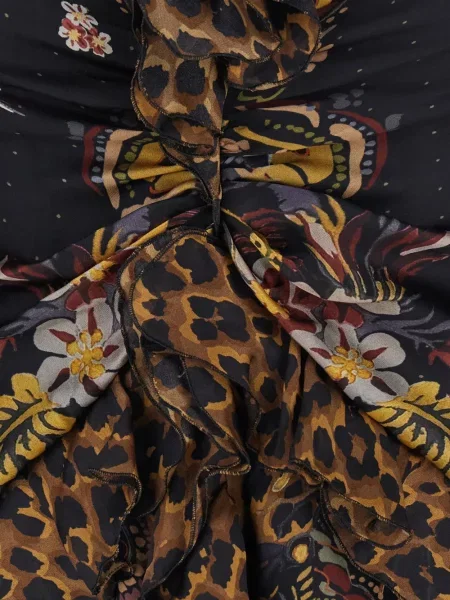 Rochie maxi Etro cu model floral cu volane negru