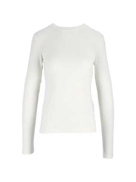 Lung tricou Eleh cu decolteu rotund alb